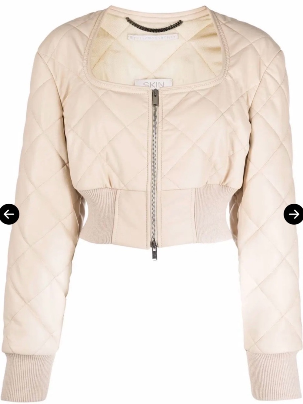 Stella McCartney Quilted faux leather  Cropped Bomber Jacket in Cream SIZE 46